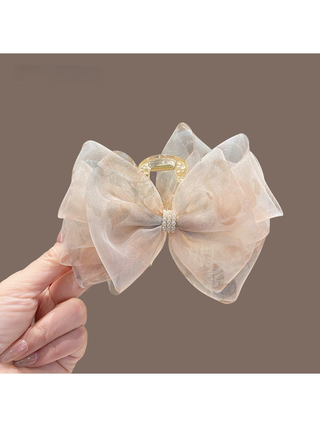 Beau - Soft Sheer Bow Patterned Claw Clip