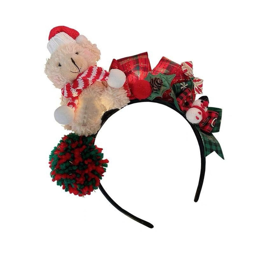 Beau - Christmas Bow Pom Pom Cartoon Hair Accessories