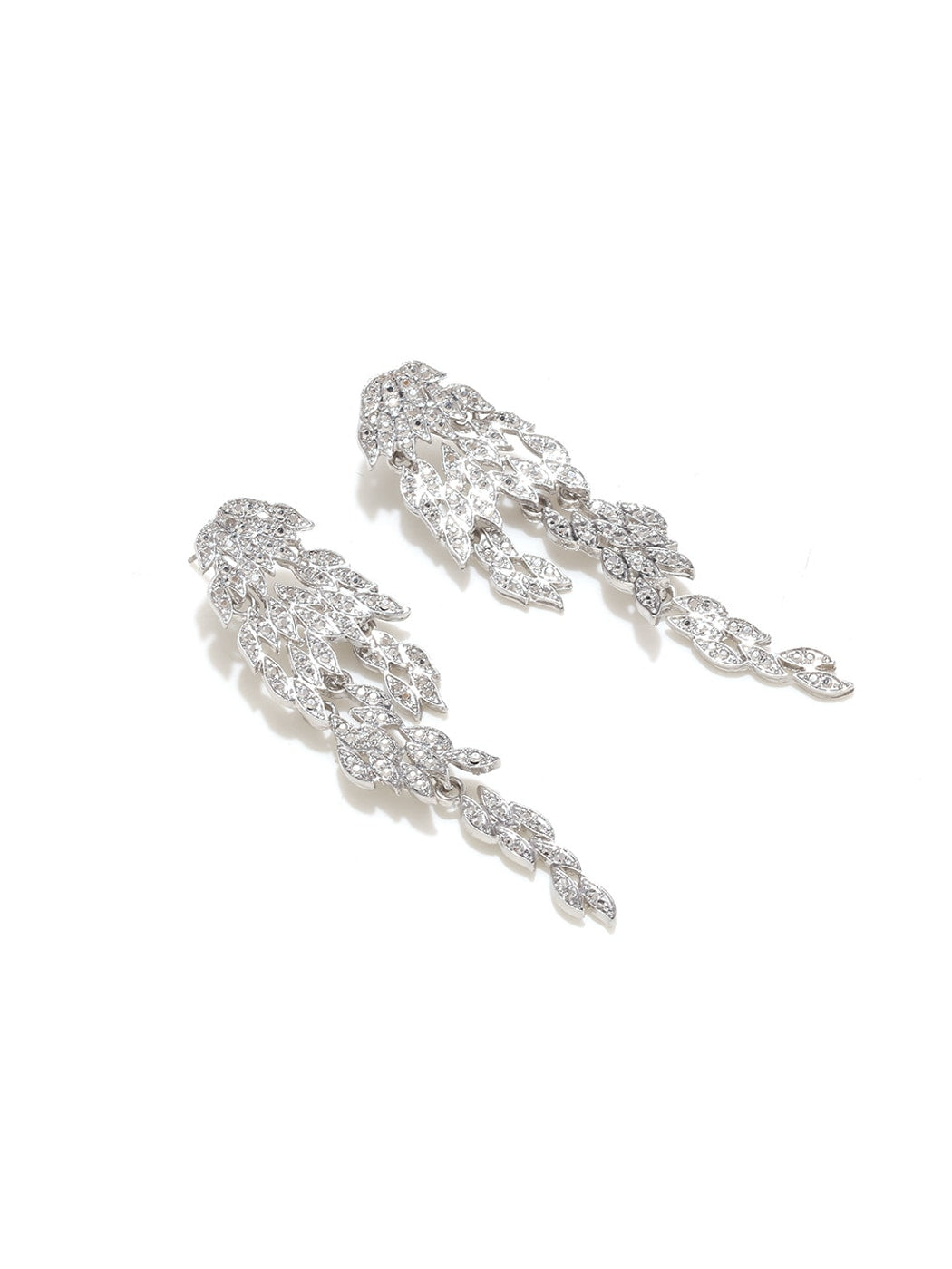 Earedge - Plated Leaf Tassel Statement Drop Earrings