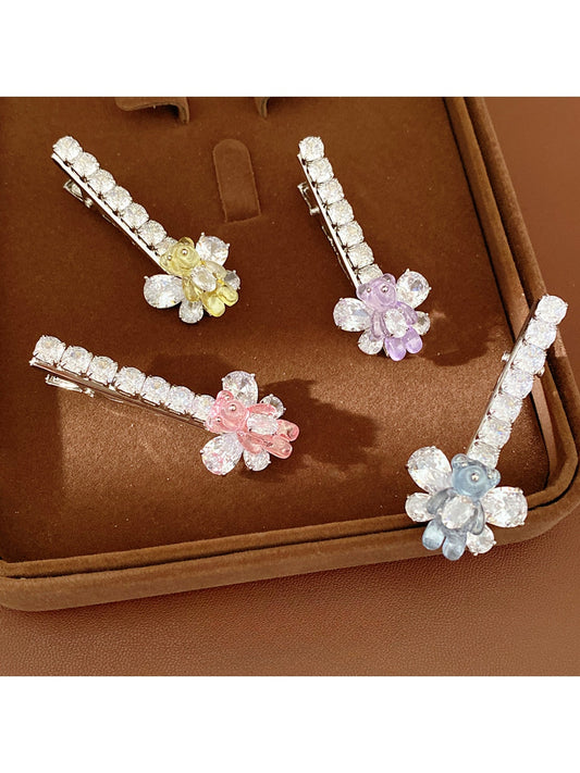 Beau - Butterfly Detail Bear Accent Duckbill Hair Clip
