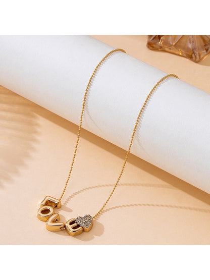 Nozari - Simple LOVE Letter Heart Pendant Necklace