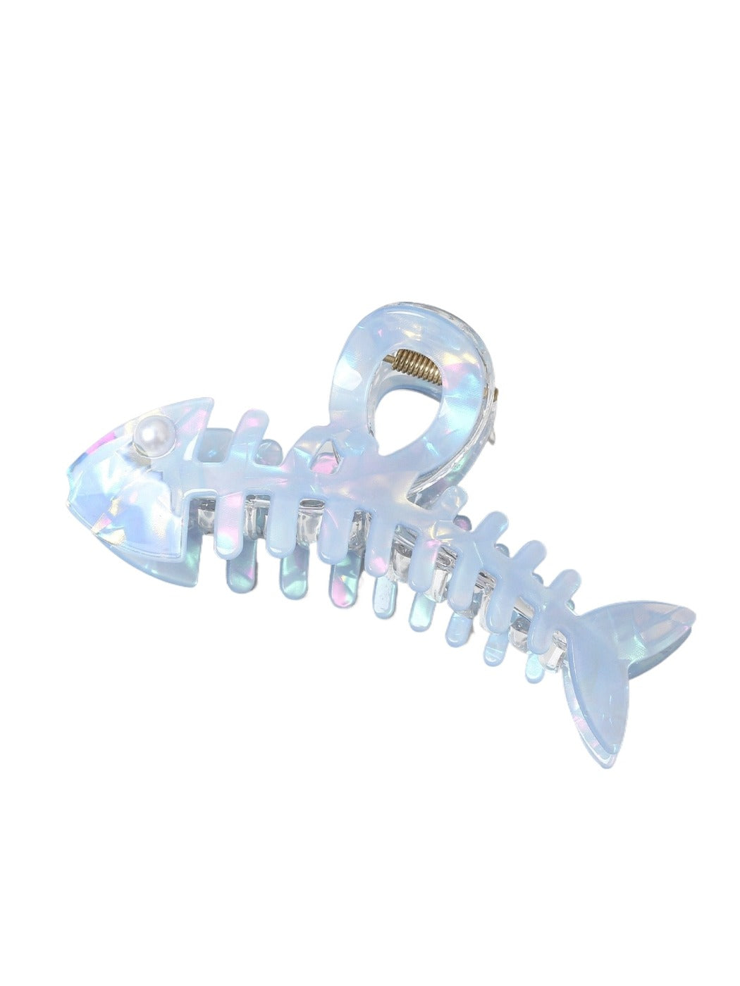 Beau fishbone shaped acetate hair clip photographed with soft shadows