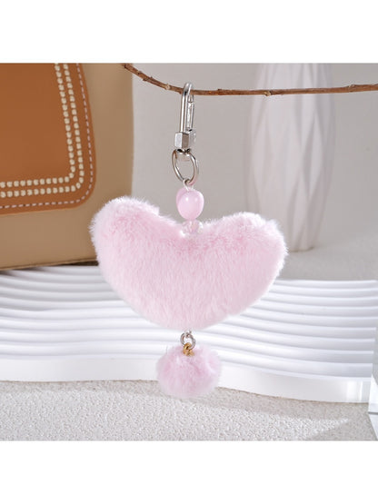 Keypus - Heart Fluffy Pom Pom Keychain