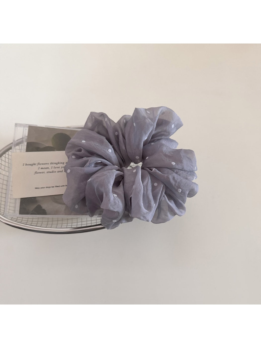 Gifty - Fluffy Polyester Mesh Polka Dot Scrunchie