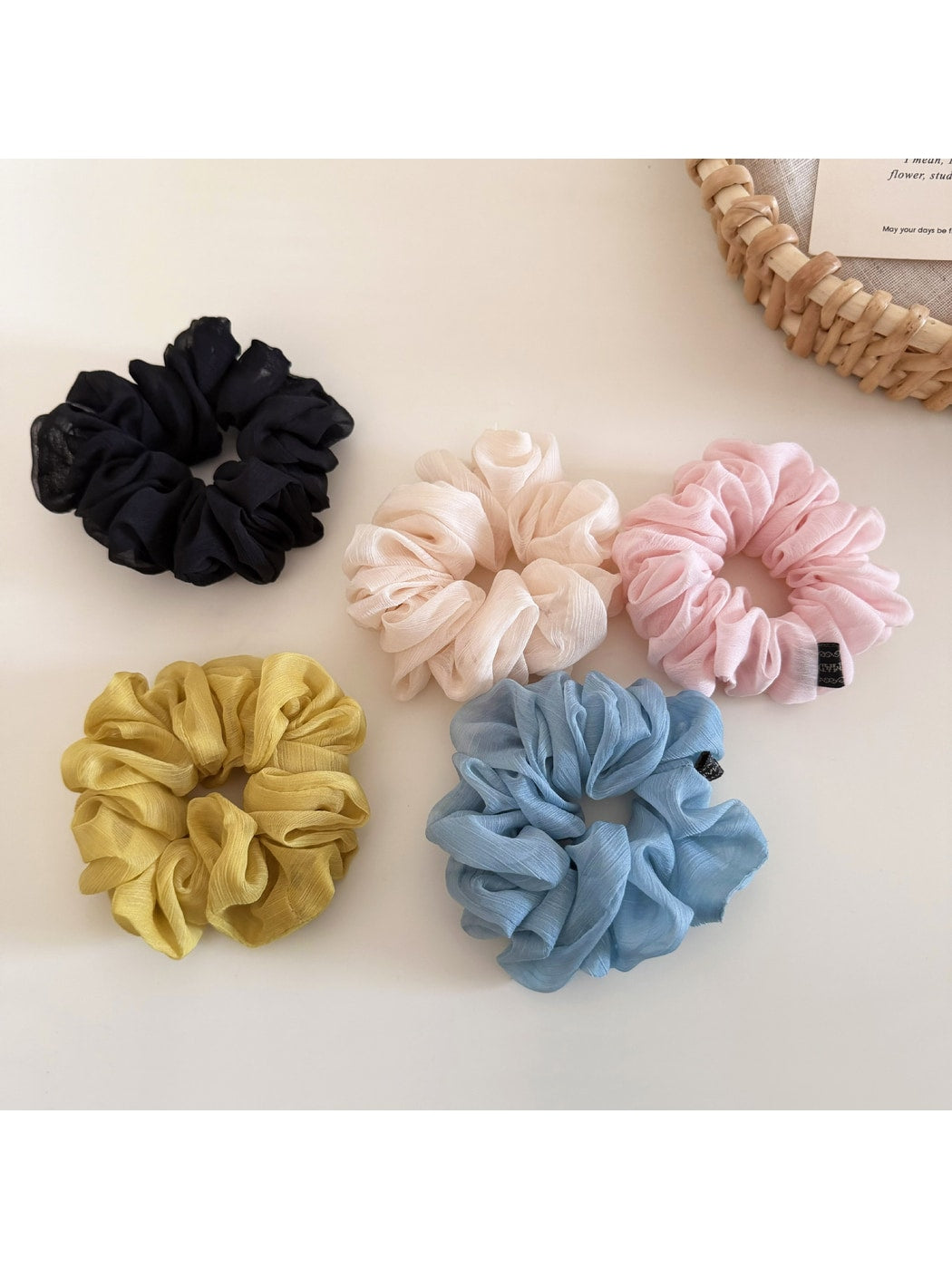 Gifty - Solid Color Ruffled Chiffon Scrunchie
