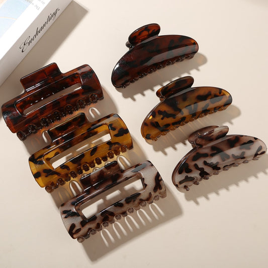 Beau - Glossy Leopard Print Rectangular Claw Clip
