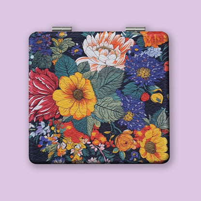 Mirroray - Foldable Floral Print Compact Makeup Mirror