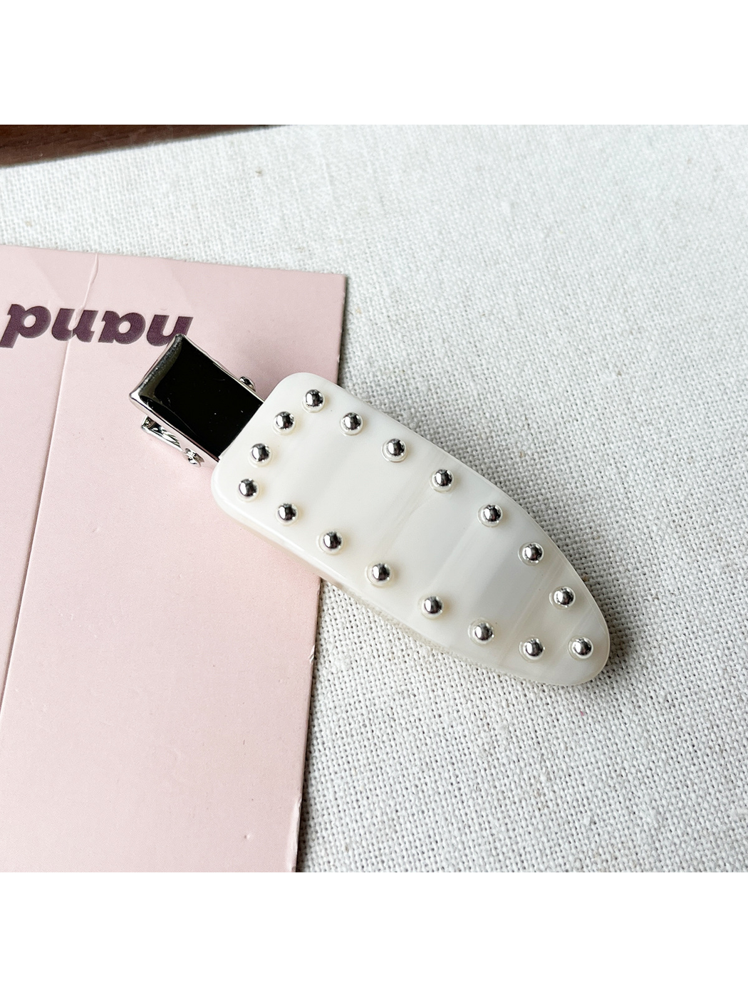 Beau - Geometric Ring Detail Acetate Duckbill Hair Clip