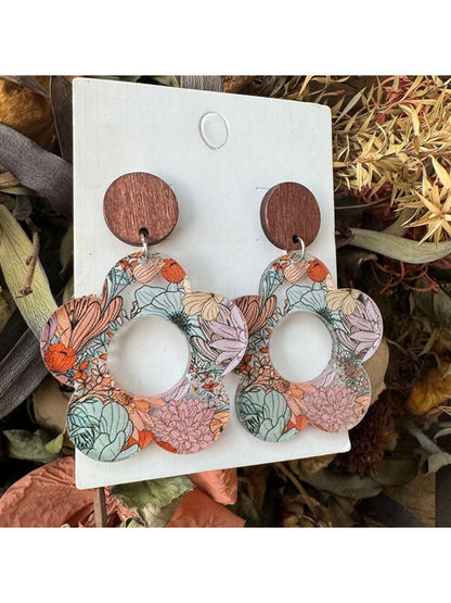 Earedge - Printed Daisy Patchwork Earrings