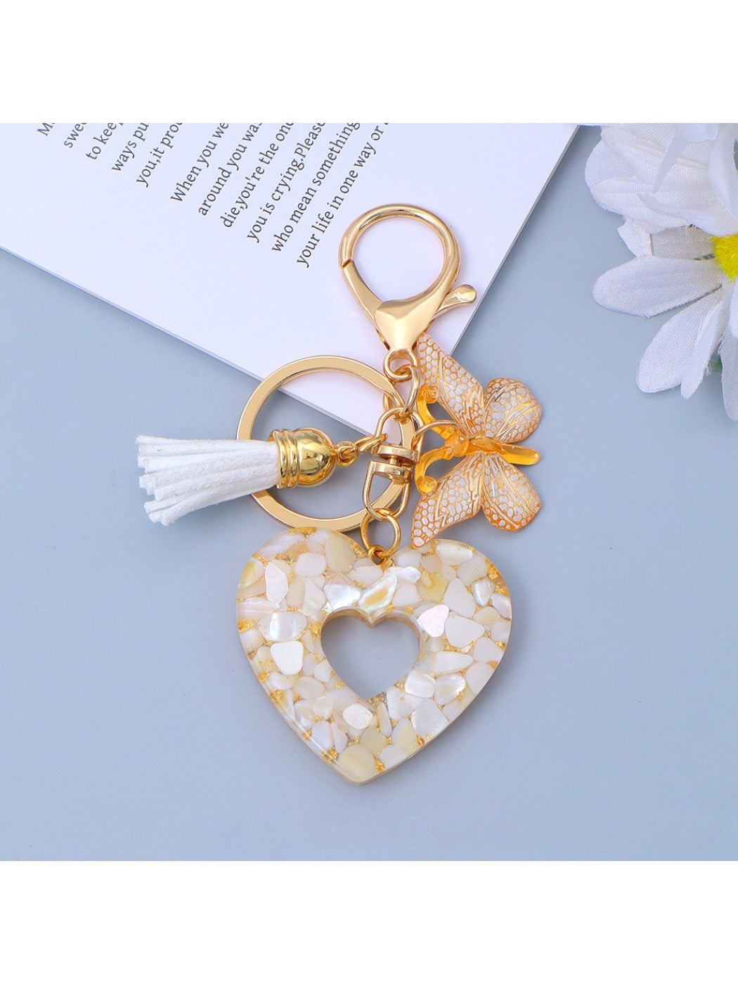 Heart-shaped cutout keychain pendant with smooth polished finish