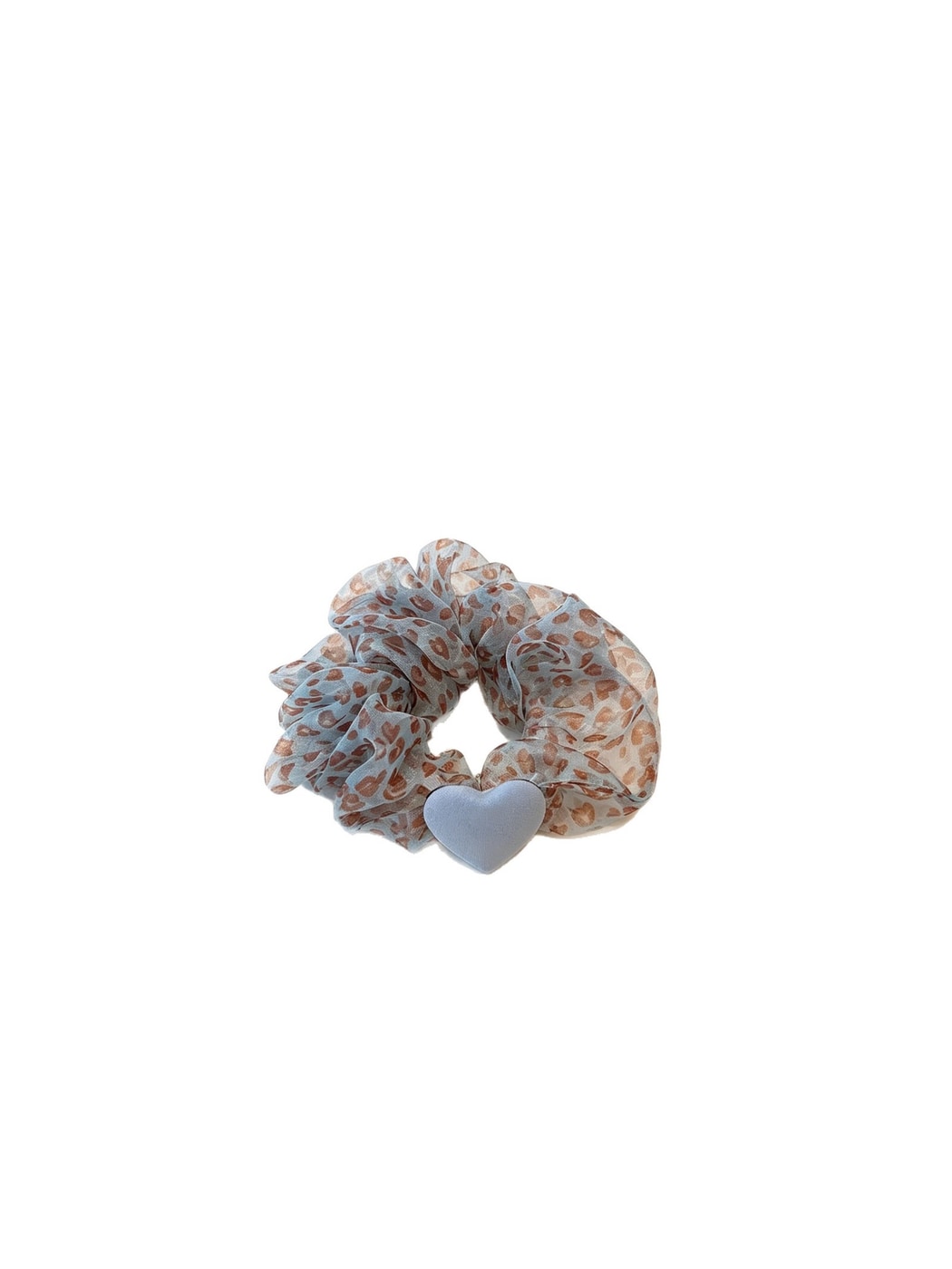 Gifty - Leopard Print Heart Detail Polyester Scrunchie
