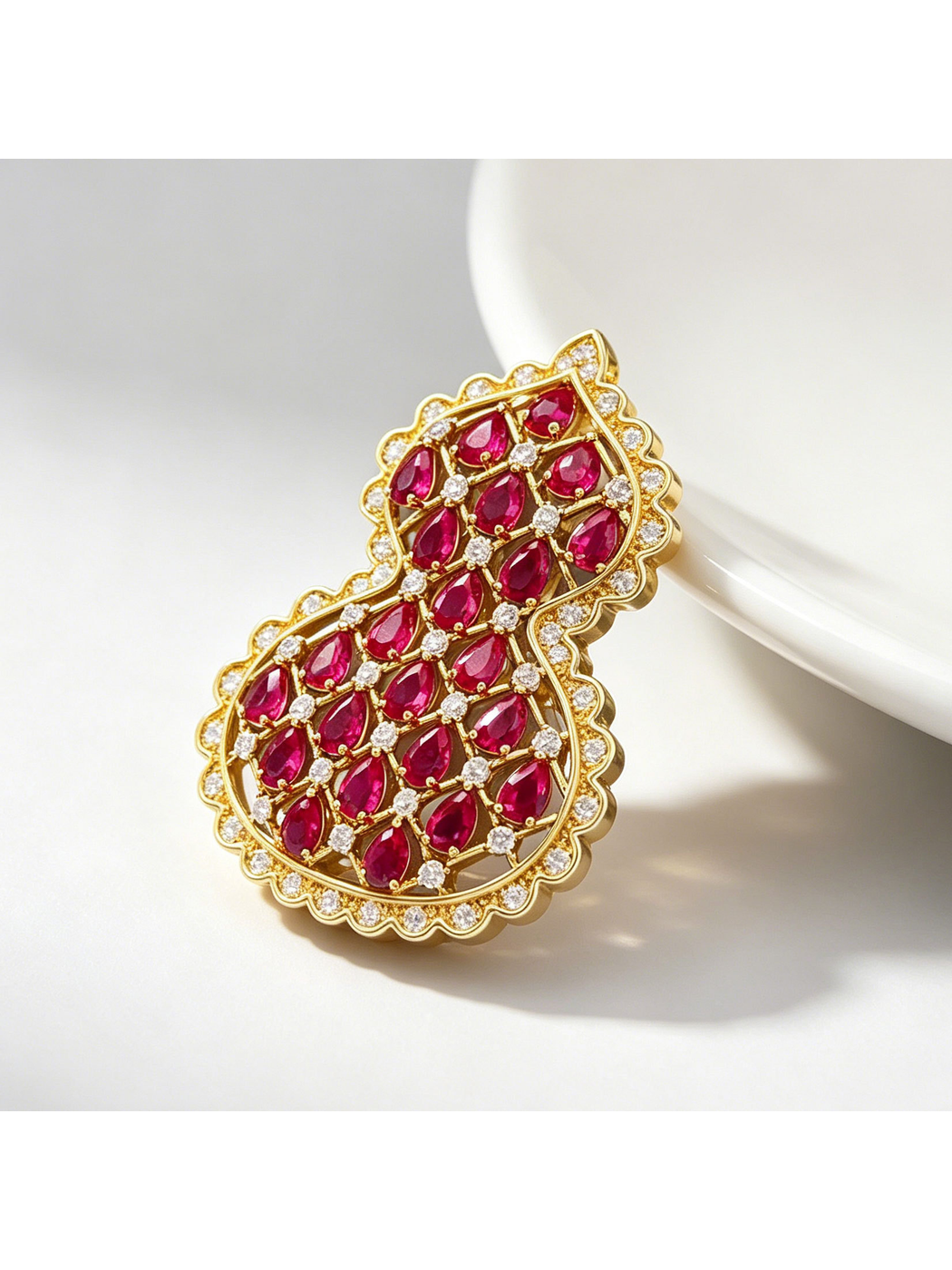Brovia - Vintage Gourd Shape Openwork Brooch