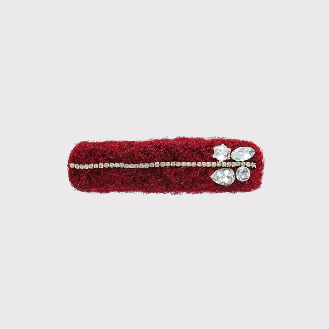 Beau - Vintage Red Textured Plush Hair Clip