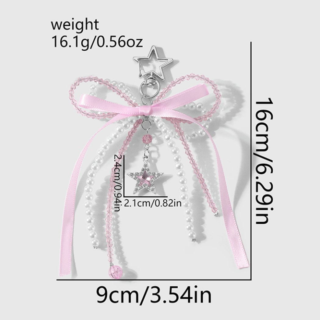 Keypus - Sweet Beaded Bow Star and Moon Keychain