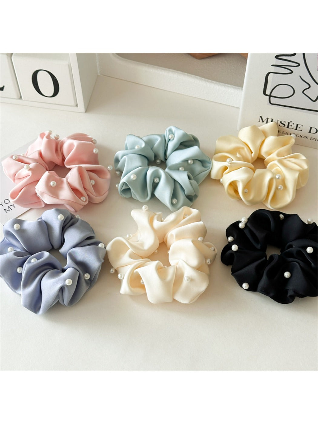 Gifty - Solid Color Satin Fabric Hair Ties