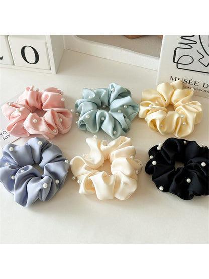 Gifty - Solid Color Satin Fabric Hair Ties