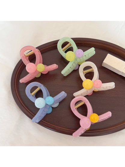 Beau - Rounded Geometric Alloy and Acrylic Claw Clip