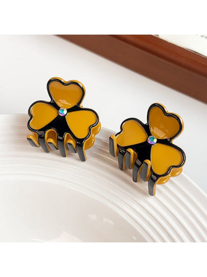 Beau - Acetate Three Petal Flower Alloy Claw Clip