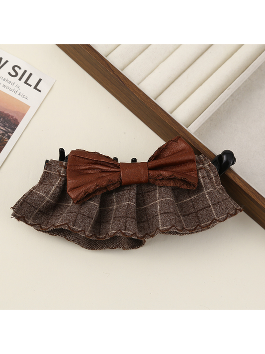 Beau - Pleated Bow Detail Polyester Banana Clip
