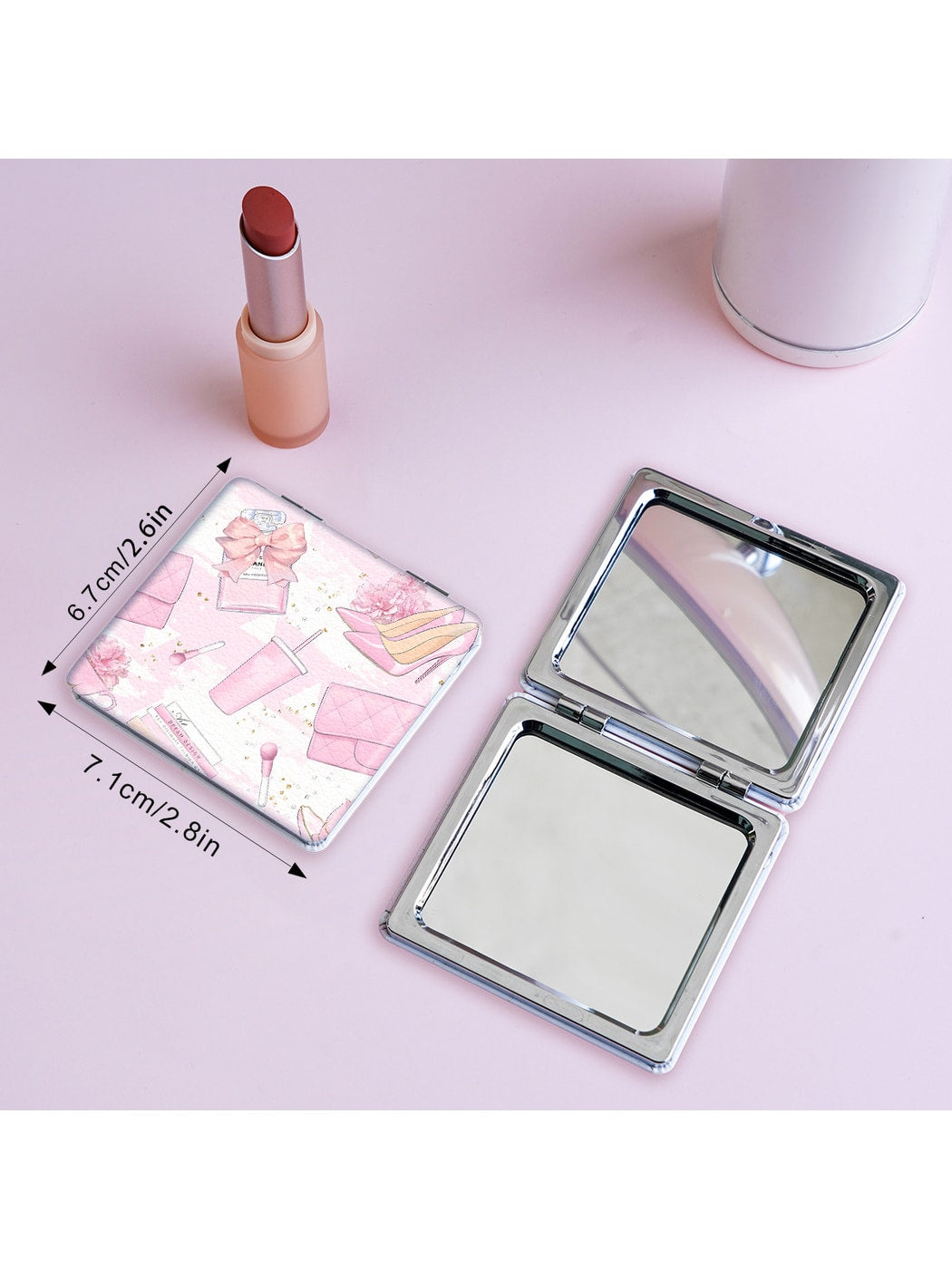 Mirroray - Decorative Printed Glass Folding Makeup Mirror