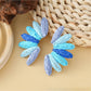 Earedge raffia earrings in blue and natural shades with gold-tone earring hooks