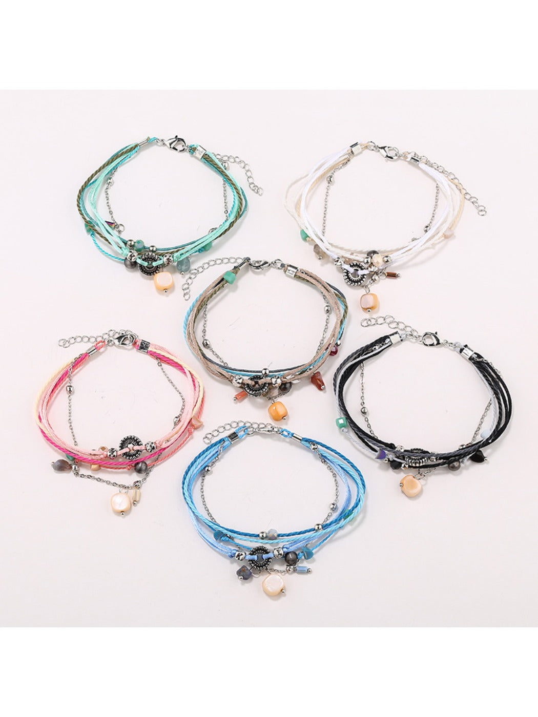 Lovra small bead alloy bracelet with silver-tone finish on white background
