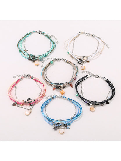 Lovra small bead alloy bracelet with silver-tone finish on white background