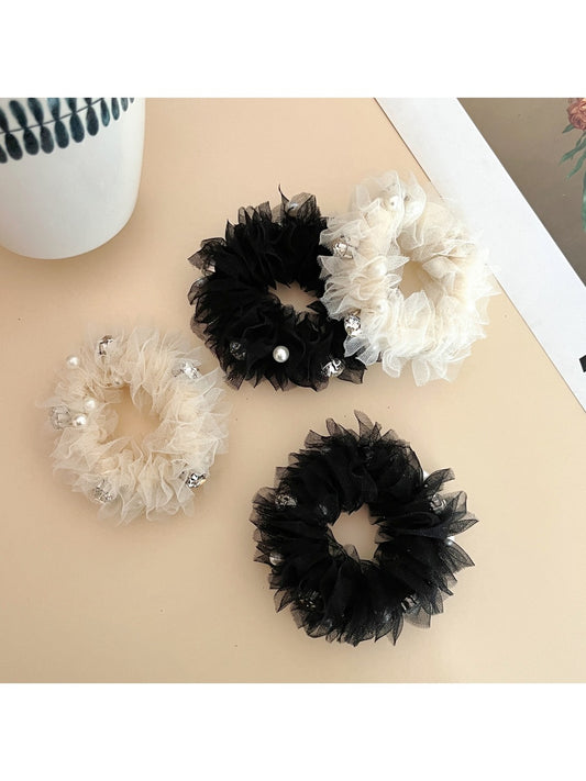 Gifty - Pearl Mesh Hair Tie Elastic Ponytail Holder