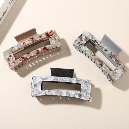 Beau - Floral Print Rectangle Acetate Hair Claw Clip