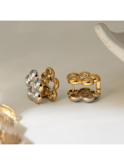 Earedge - Five-Petal Color-Block Flower Earrings
