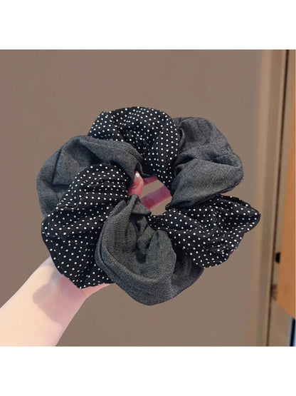 Gifty - Blue Polka Dot Double Layer Hair Tie Vintage