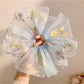 Gifty - Embroidered Sheer Ruffled Polyester Scrunchie