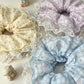 Gifty - Polyester Star Print Lace Edge Scrunchie