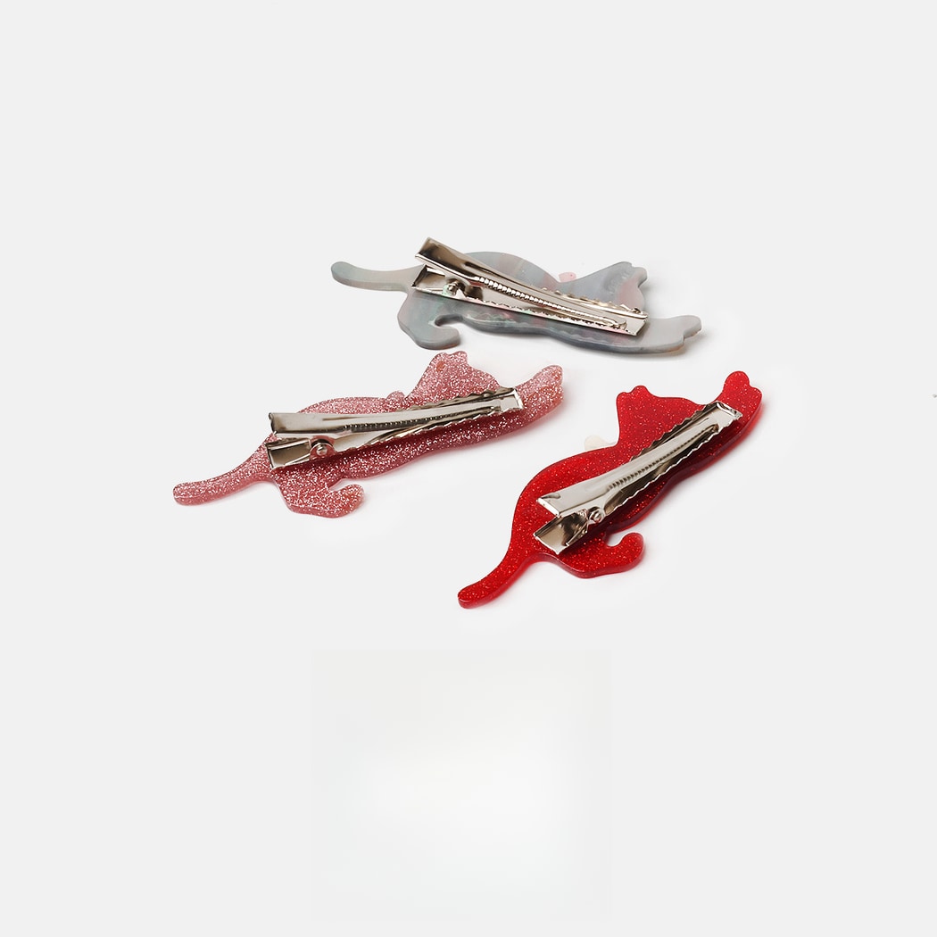 Beau - Playful Stretching Cat Acetate Side Hair Clip