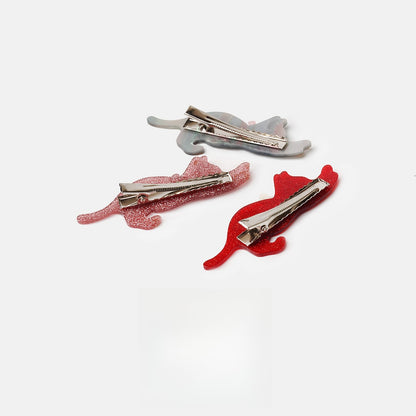 Beau - Playful Stretching Cat Acetate Side Hair Clip