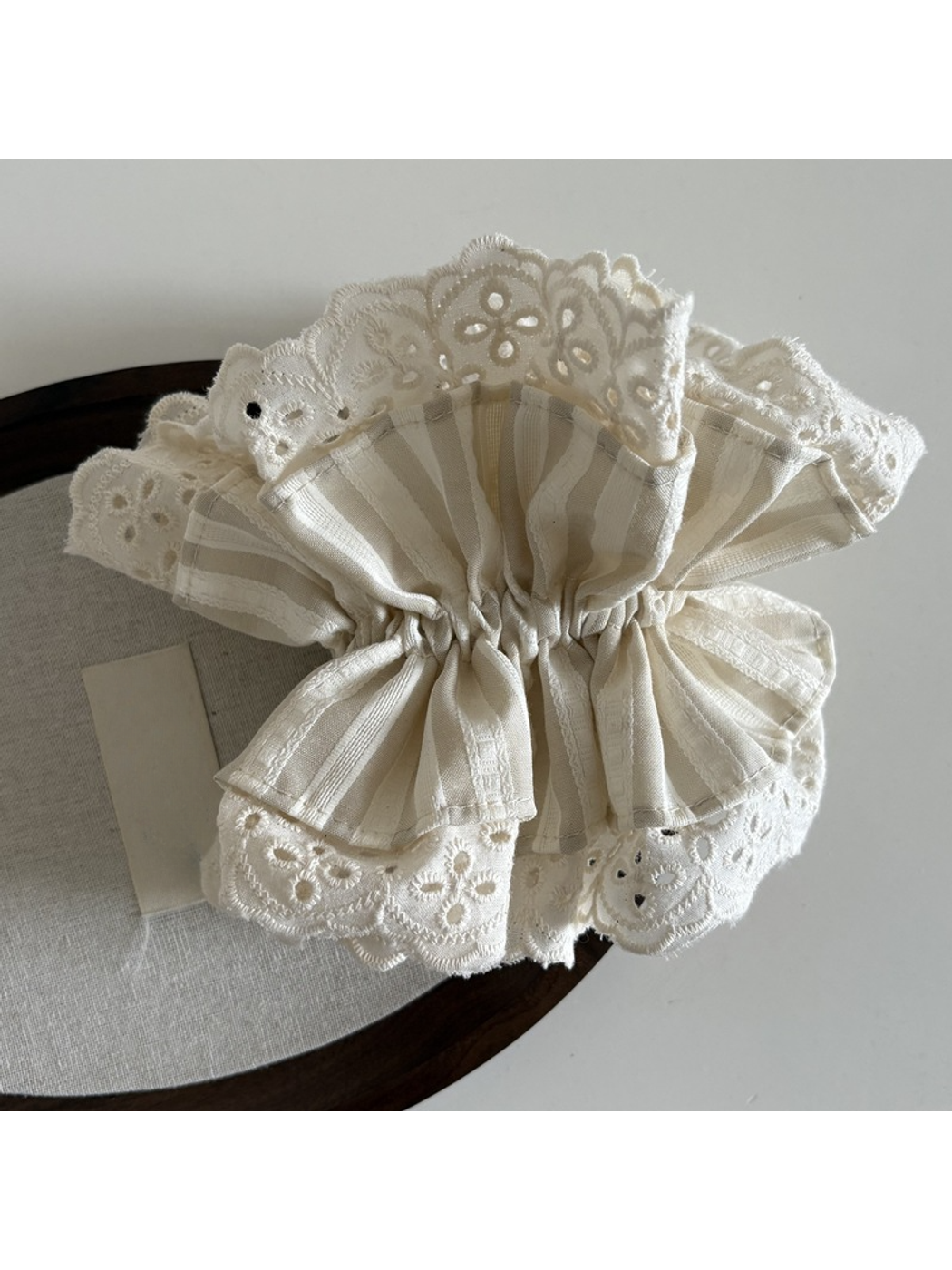 Gifty - Striped Lace Double Layer Hair Scrunchie