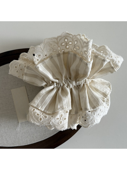 Gifty - Striped Lace Double Layer Hair Scrunchie