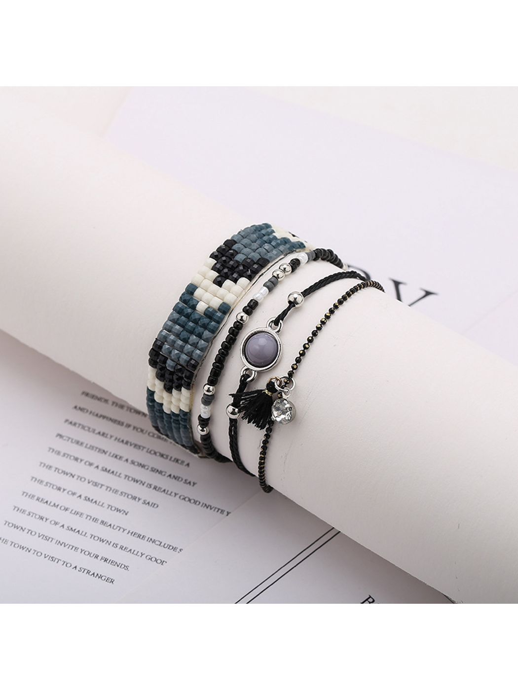 Lovra - Bohemian Beaded Wide Braid Bracelet