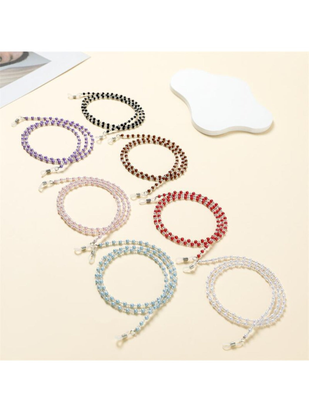 Velra - Minimalist Solid Color Beaded Eyeglass Strap