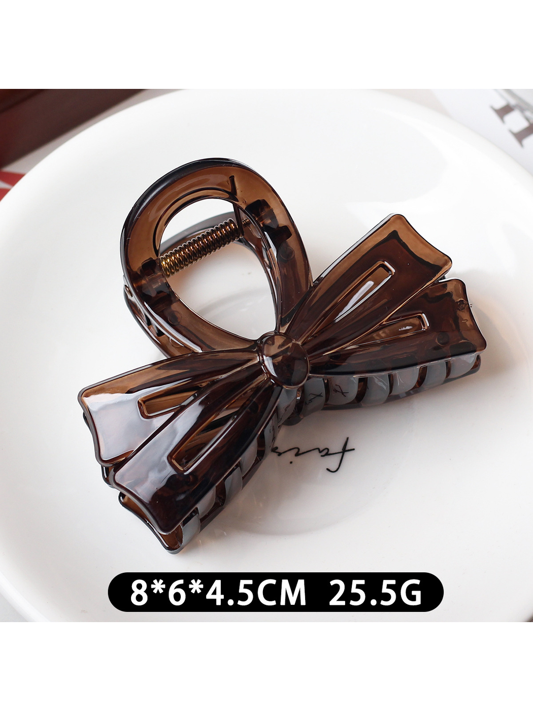 Beau - Medium Bow Accent Plastic Hair Claw Clip
