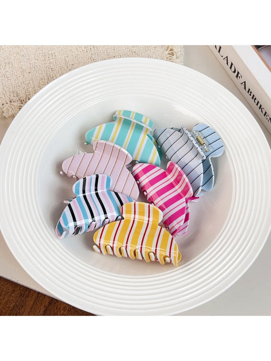 Beau - Striped PVC Sweet Style Claw Clip