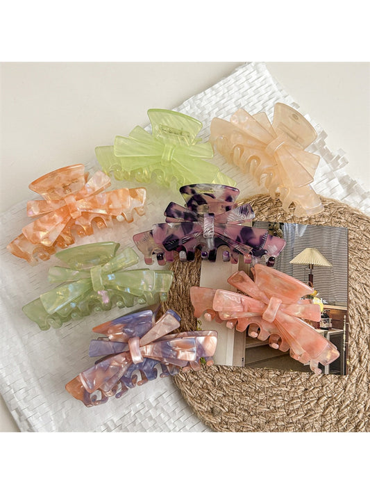 Beau - Alloy Detail Acetate Bow Shape Hair Claw Clip