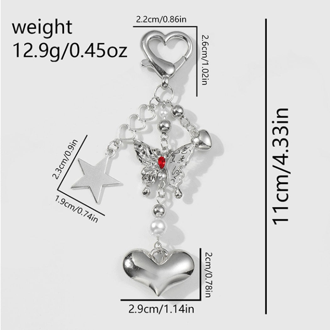 Keypus - Y2K Heart Chain Butterfly Star Keychain