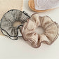Gifty - Plaid Mesh Lace Trim Ruffled Hair Scrunchie