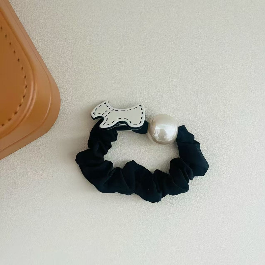 Gifty - Cartoon Dog Detail Fabric Ponytail Scrunchie