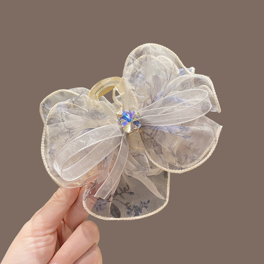 Beau - Floral Organza Bow Plastic Alloy Claw Hair Clip