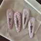 Beau - Plaid Fabric Covered Water Drop Hair Clip