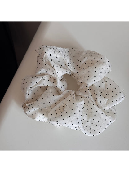 Gifty - Ruched Polka Dot Polyester Scrunchie