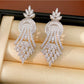 Earedge - Alloy Synthetic Zircon Geometric Leaf Earrings