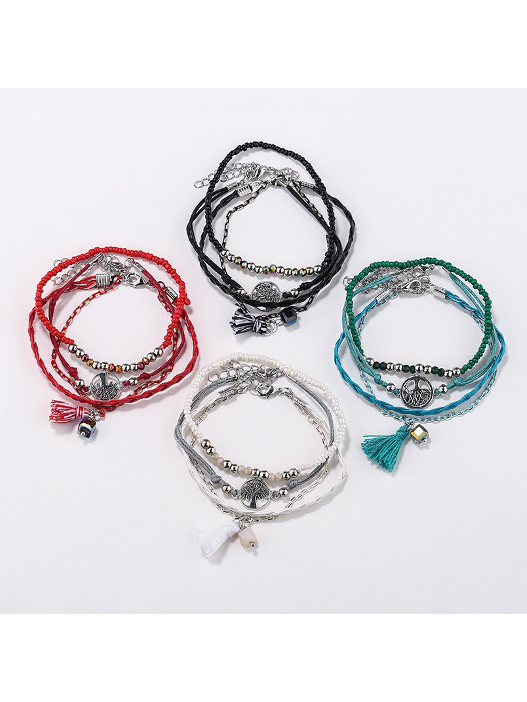 Lovra - Bohemian Tree Pendant Layered Bracelet